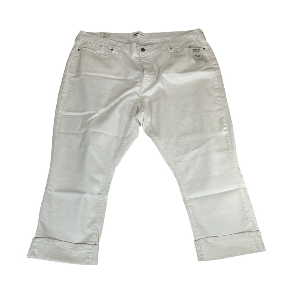 Signature by Levi Strauss & Co Womens White Mid-Rise Capri Jean Plus Size 24 W37